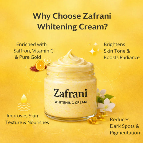 Zafrani Whitening Cream, Saffron, Vitamin C & Pure Gold Brightening Formula