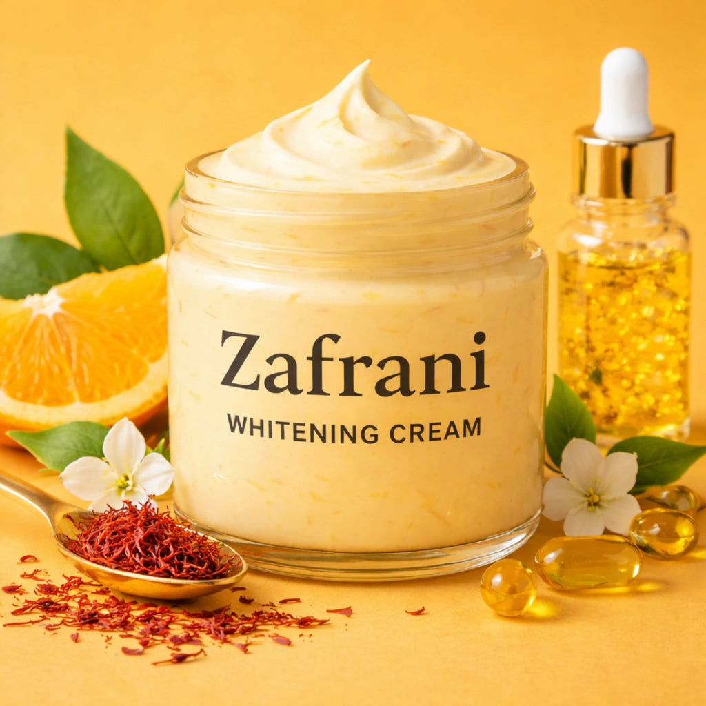 Zafrani Whitening Cream, Saffron, Vitamin C & Pure Gold Brightening Formula